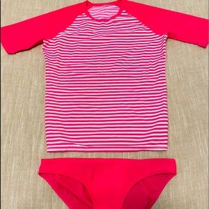 Old navy hot L pink rash guard w size M bottoms